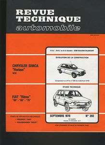 (30A) REVUE TECHNIQUE AUTOMOBILE FIAT RITMO / CHRYSLER SIMCA HORIZON - Imagen 1 de 1