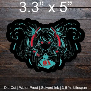 Hatsune Miku Vocaloid Anime Girls Turquoise Car Bumper Vinyl Sticker Car Decal - Picture 1 of 2