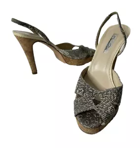 Oscar de la Renta Women Size 38.5 US 8.5 Snakeskin Sling Back 5" Heels - Picture 1 of 11