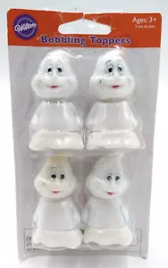 4pc Wilton GHOST Bobbling Cake Toppers Halloween Bobble Heads Vintage - Picture 1 of 8