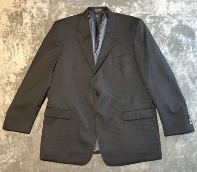 Pierre Cardin Fundamentals Suit Coat Men's 48L Black Pin Striped Wool Sport Coat - Image 1 of 4