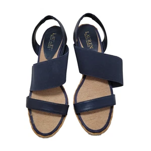 Lauren Ralph Lauren Carminda Damen-Slingback-Sandalen blau mit Keilabsatz Größe 8,5B - Bild 1 von 9