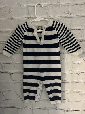 Suéter Cherokee Azul/Blanco Tejido a Rayas Una Pieza Algodón Unisex Bebé Talla 9 meses Foto 1 de 4