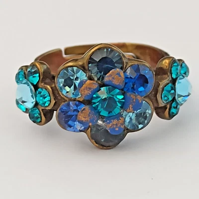 Anillo Michal Negrin Tonos Azul Real Con Cristales de Swarovski Banda Floral Caja De Colección Foto 1 de 4