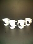 Corning Corelle Black Orchid Pattern Set of 4 Cups/Mugs 3 1/2" 