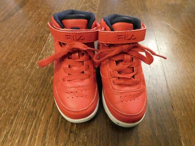 FILA High Top Classic Sneakers Toddler Sz 8 Solid Red w white blue stripe  EUC - Image 1 of 4