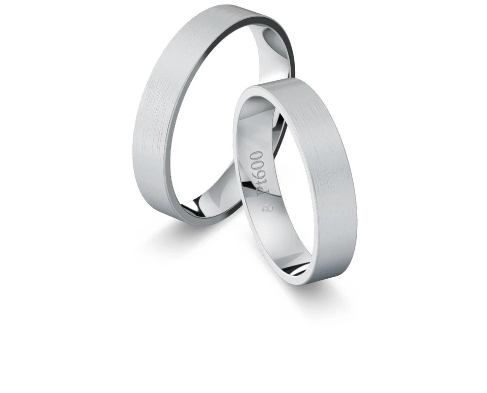 2x600 Platin Eheringe Trauringe Platin matt+Gravur.Paarpreis!mattiert.Platinring - Bild 1 von 2