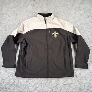 NFL New Orleans Saints Jacket Mens 2XL Black Colorblock Full Zip G-III Pockets - Picture 1 of 15