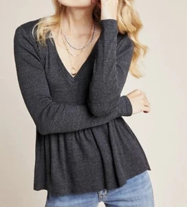 NUOVO! Top babydoll Anthropologie Jill, taglia M colore grigio super carino - Foto 1 di 12