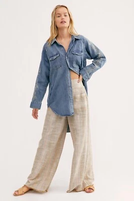 FREE PEOPLE ONE TEASPOON XS HUESOS DEL DESIERTO CAMISA VAQUERA BORDADA VESTIDO TÚNICA Foto 1 de 4
