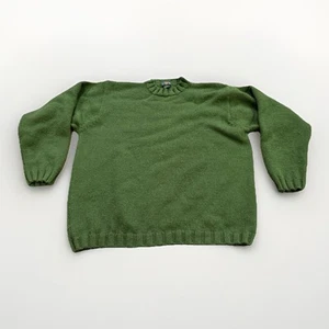 Vintage J Crew Mens Green 100% Wool Long Sleeve Sweater Size L LARGE *Flaws* - Picture 1 of 8