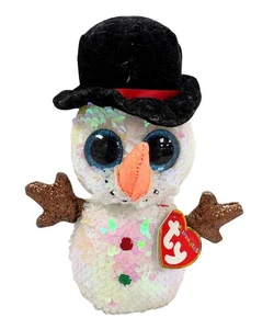 Juguete de peluche Ty Flippables - Melty the Snowman, ojos brillantes, MWMT - Imagen 1 de 6