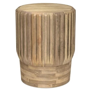 Lyall Solid Mango Wood 16 inch Wide Round Contemporary Side Table in Natural,... - Picture 1 of 9