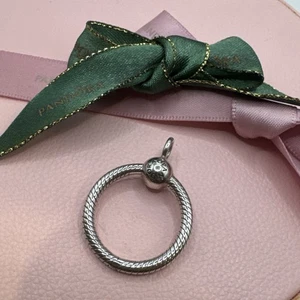Pandora Small O Pendant 398296 Charm Holder Silver Necklace - Picture 1 of 6