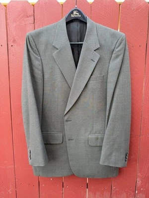 Vintage Burberry Gray/Black Houndstooth Wool Suit Jacket Size 42 Pants size 34 - Image 1 of 4