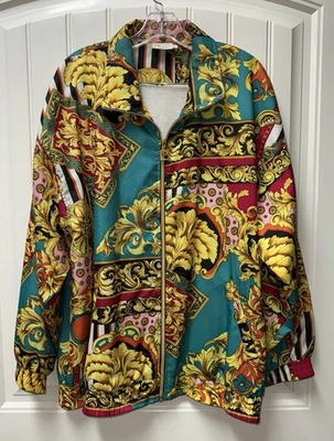 EUC VINTAGE WOMENS XL (bust 52”) PIERRE CARDIN WINDBREAKER ZIP JACKET FLORAL - Image 1 of 4