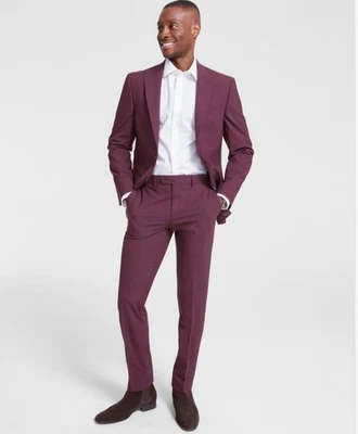 Pantalones de vestir Bar Iii para hombre ajustados 30/30 rojo baya elástico liso Foto 1 de 4