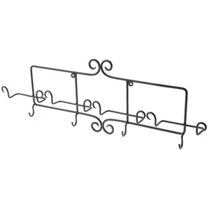 Bard's Black Wrought Iron Wall Mount 4 Cup & Saucer Hanger, 26" x 2.25" x 8.5" - Picture 1 of 1