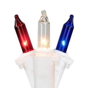 Northlight 100-Count Red White Blue 4th of July Mini Light Set 20ft White Wire - Picture 1 of 7