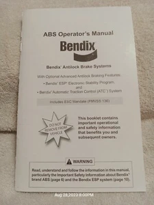 ABS BENDIX ANTILOCK BRAKE SYSTEMS OPERATORS GUIDE MANUAL BOOK ATC ESP - Picture 1 of 4