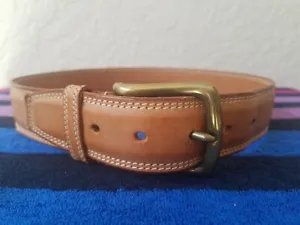 Vtg CALVIN KLEIN Womens Double Stitch Made in England Brown Leather Belt Size S - Picture 1 of 10
