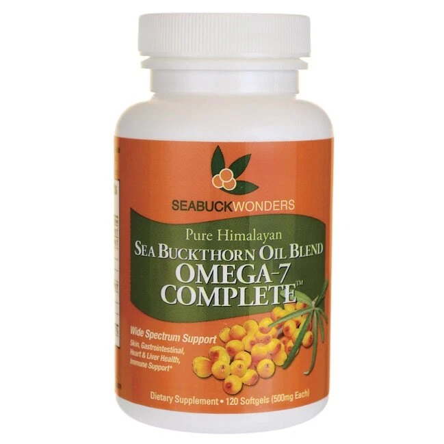 Mistura de óleo SeaBuckWonders Sea Buckthorn - Omega-7 completo - 500 mg - 120 cápsulas gelatinosas - Imagem 1 de 1