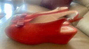 Beautifeel Size EU 40 US 10 Red Wedge Bow Sandals NWOB