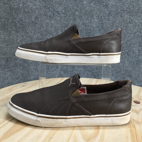 Scarpe Puma uomo 9 sneakers basse casual comode slip on traforate pelle marrone