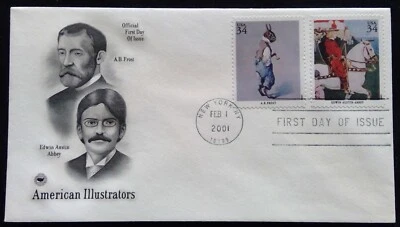 Scott 3502G 3502K FDC A B Frost Edwin Austin Abbey American Illustrators Series - Image 1 of 3