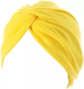 Chemo Sleep Turban Headwear Scarf Beanie Cap Hat for Cancer One Size, Yellow - Picture 1 of 1