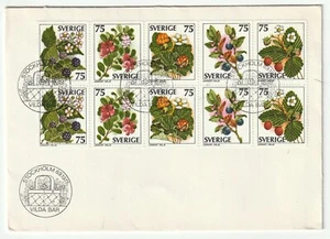 1977 STOCKHOLM SWEDEN FDC SVIERGE 75 WILD BERRIES STAMP SET - Picture 1 of 2