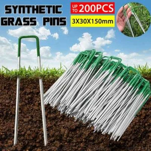 Primeturf Synthetic Artificial Grass Pins Fake Lawn Turf Weedmat U Pegs Plants - Picture 1 of 14
