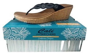 Cali From Skechers Vegan Wedge Sandals Luxe Foam Blue Size 11 New $55.00 - Picture 1 of 6