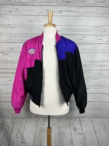 VINTAGE Arctic Cat Aztec Pink Purple Color Block Ski Bomber Jacket Womens M - Picture 1 of 6