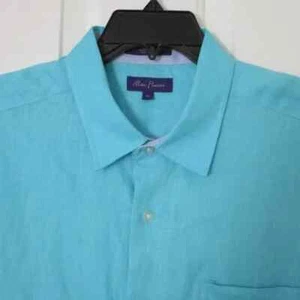 Alan Flusser Mens S/S Periwinkle Blue Linen Casual Resort Shirt NWOT - XL - Picture 1 of 2