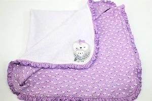 Carter's Just One You coperta viola mamma e bambino gufo cotone con volant 26"x28" - Foto 1 di 4
