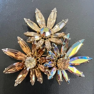 Vintage signierte Sherman Blumen Brosche sehr seltene Farbkombination & Design. Neuwertig - Bild 1 von 6