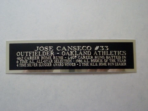 Jose Canseco Athletics Autograph Nameplate For A Signed Baseball Bat Case 1.5X6 Cover