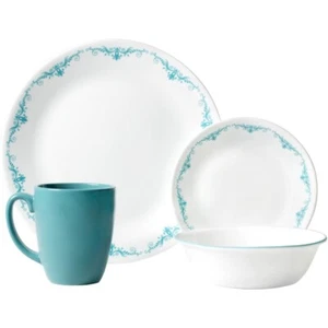 ♻️ Corelle Garden Lace Teal/Turquoise Dinnerware One (Replacement) Place Setting - Picture 1 of 7