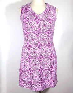 Columbia Purple Hot Pink Medallion V-Neck Knit Cap Sleeve Casual Dress Sz S - Picture 1 of 6
