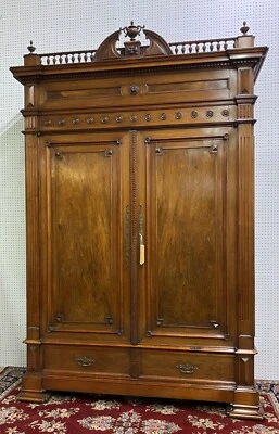 Exceptional 2 Door Antique French Louis XVI Walnut Armoire Wardrobe Circa 1870 - Image 1 of 4