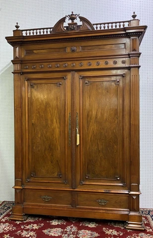 Exceptional 2 Door Antique French Louis XVI Walnut Armoire Wardrobe Circa 1870 Cover