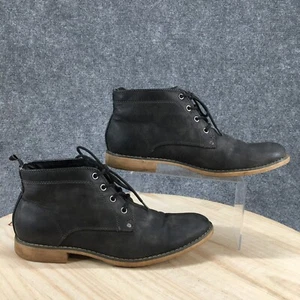 H&M Boots Mens 9 Desert Lace Up Ankle Boot Black Faux Leather Casual Low Heels - Picture 1 of 18