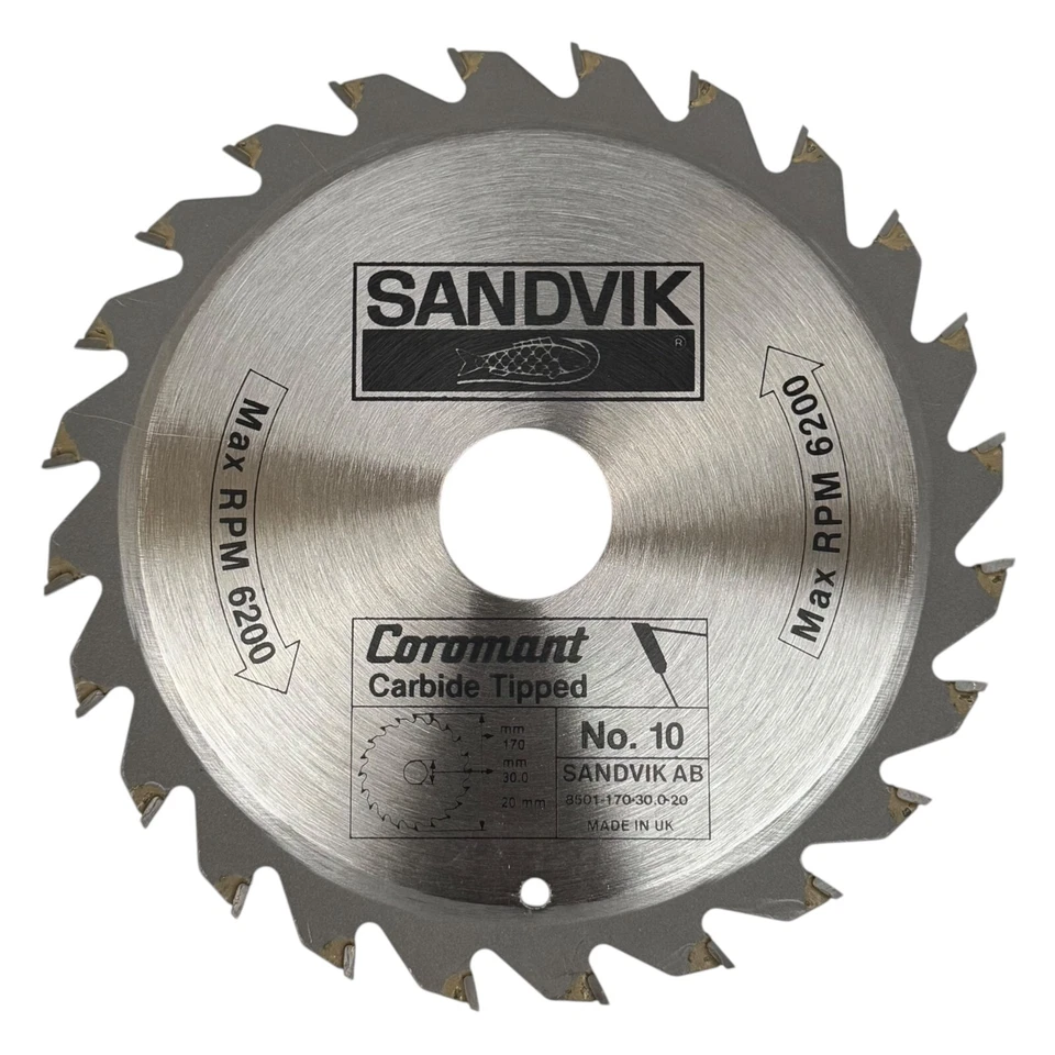 Sierra Circular TCT Sandvik 8501 170Mm X 30Mm 24T Para Madera, Tablero, PVC - Image 1 of 1