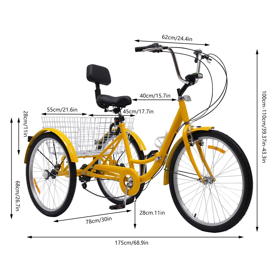 Erwachsene Faltrad 24 Zoll Klappfahrrad 7 Gänge Dreirad Klapprad Folding Bike DE - Bild 1 von 4
