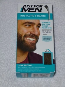 Just For Men MUSTACHE & BEARD Easy Brush In Color DARK BROWN M-45 Brand New - Picture 1 of 2