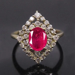 2.40Ct 100% Natural Burmese Ruby IGI Certified Diamond Ring In 14KT Yellow Gold - Picture 1 of 3