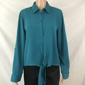 Camisa de mujer Chicos talla 1 verde mediana manga larga con botones con corbata delantera alta baja - Imagen 1 de 12
