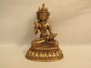 Vajrasattva Tibetan Buddha Lotus Position Brass Statue Bodhisattva Dhyani - Picture 1 of 8