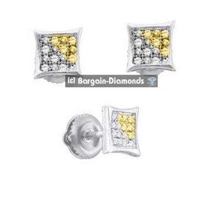 Unisex 0,05 kt WY natürlicher Diamant Drachen-Quadrat Ohrringe 925 Schraubverschluss 9,5 x 9,5 x 11 mm - Bild 1 von 20